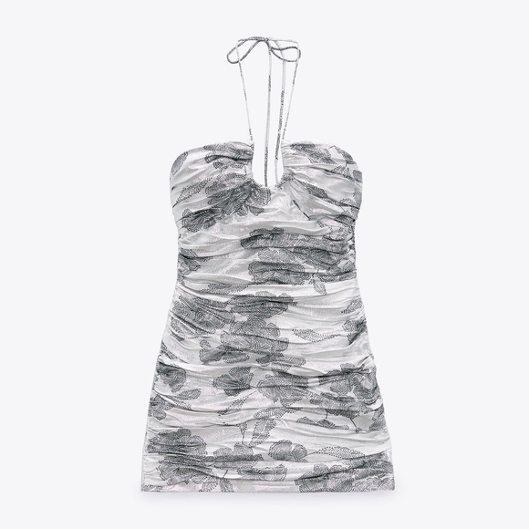 Zara Draped dress with metallic thread - Picture 7 of 14